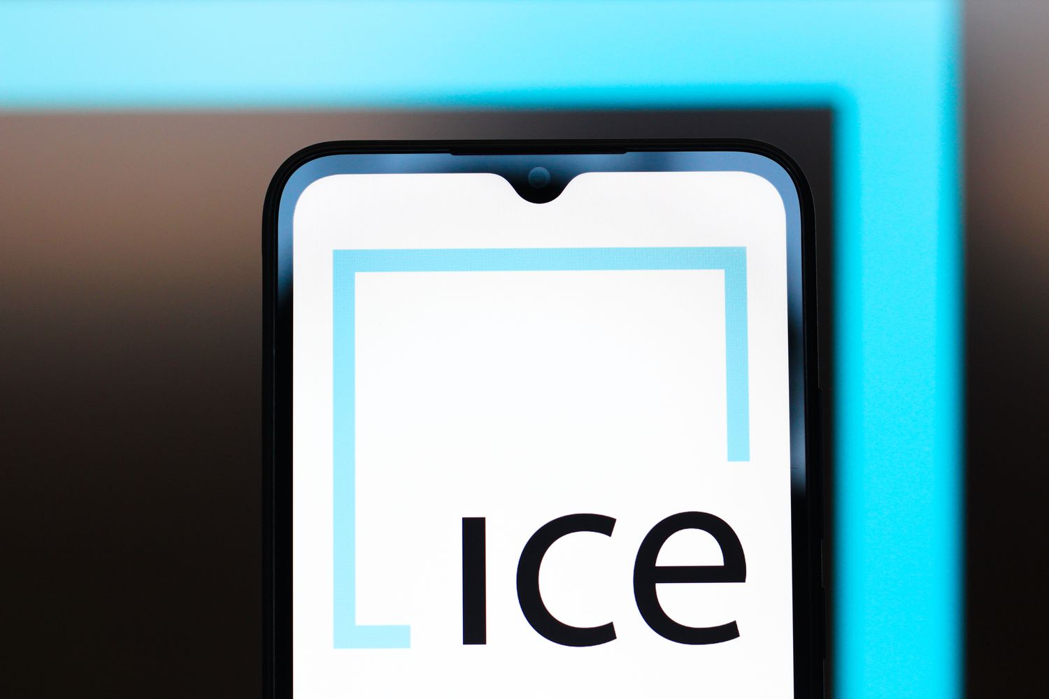 ICE (Intercontinental Exchange) logo is seen displayed on a smartphone screen