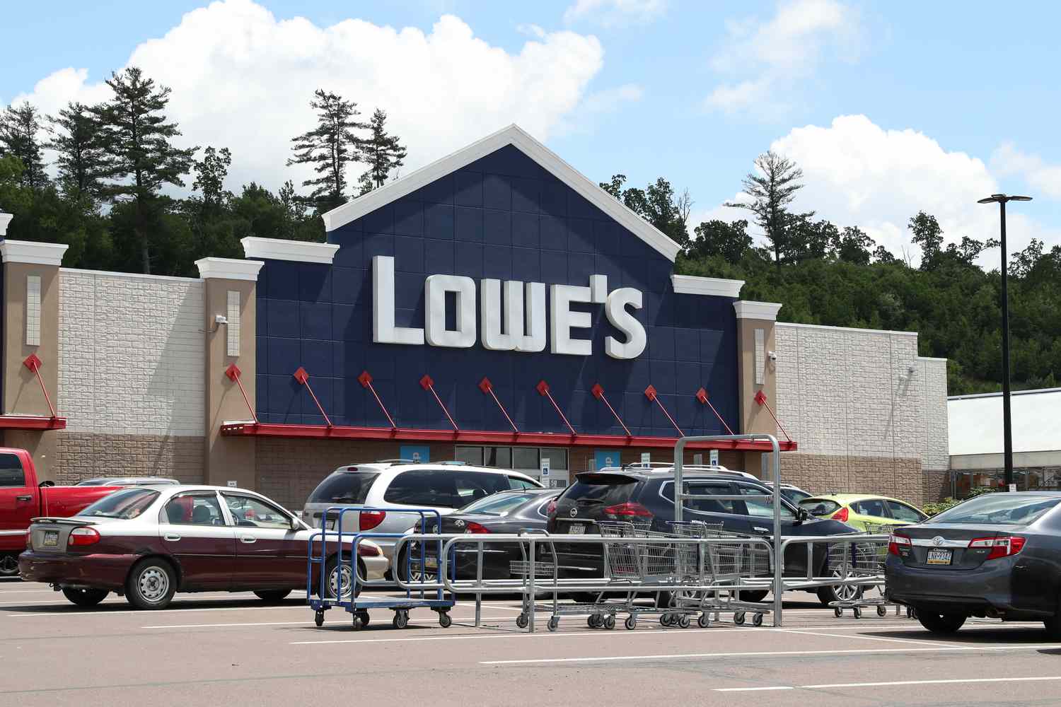 An exterior view of a Lowe's home improvement store at the Buckhorn Plaza shopping center in Bloomsburg, Pennsylvania