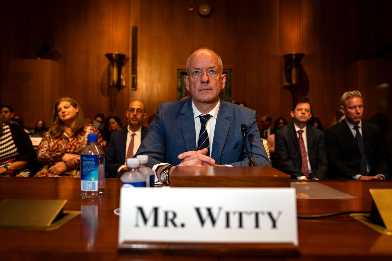 Then-UnitedHealth CEO Andrew Witty testifies before the Senate Finance Committee on Capitol Hill on May 1, 2024 in Washington, DC. 