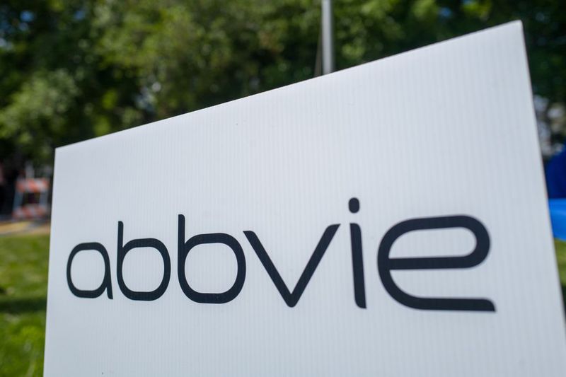A close-up of logo for pharmaceutical company Abbvie.