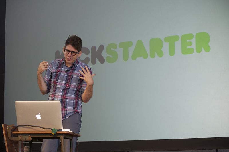 Yancey Strickler, co-founder of Kickstarter giving a presentation