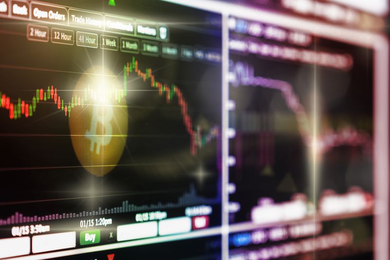 Bitcoin exchange screen of trading information.