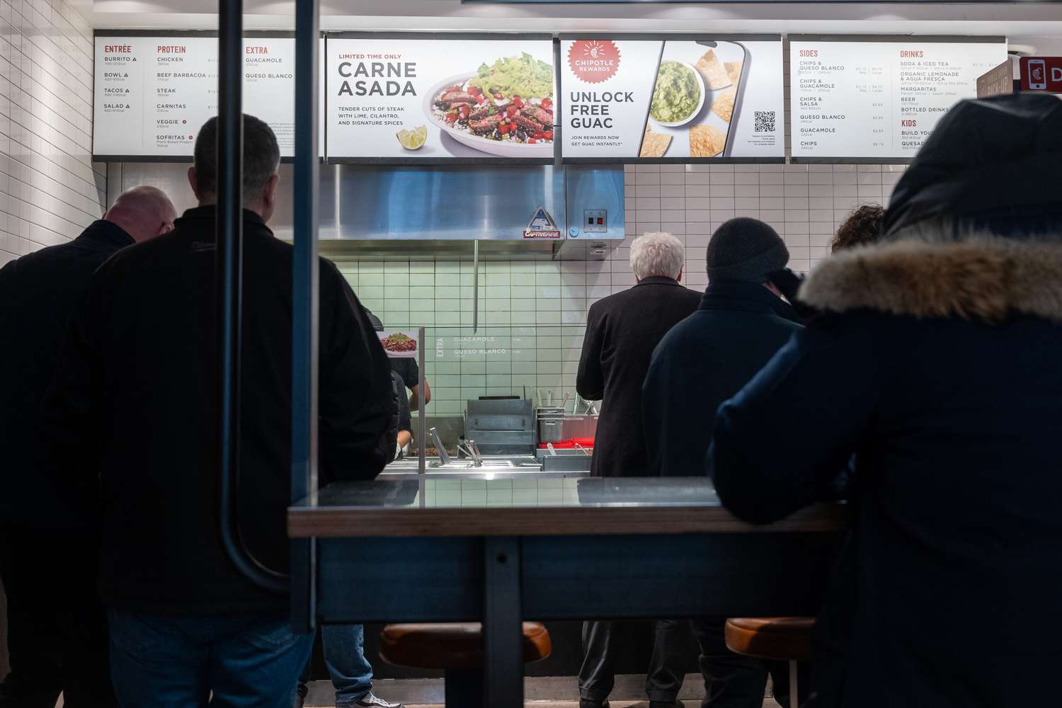 A Chipotle restaurant stands in New York City.
