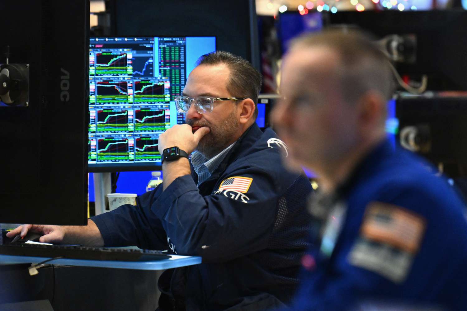 Traders work on the floor of the New York Stock Exchange (NYSE).