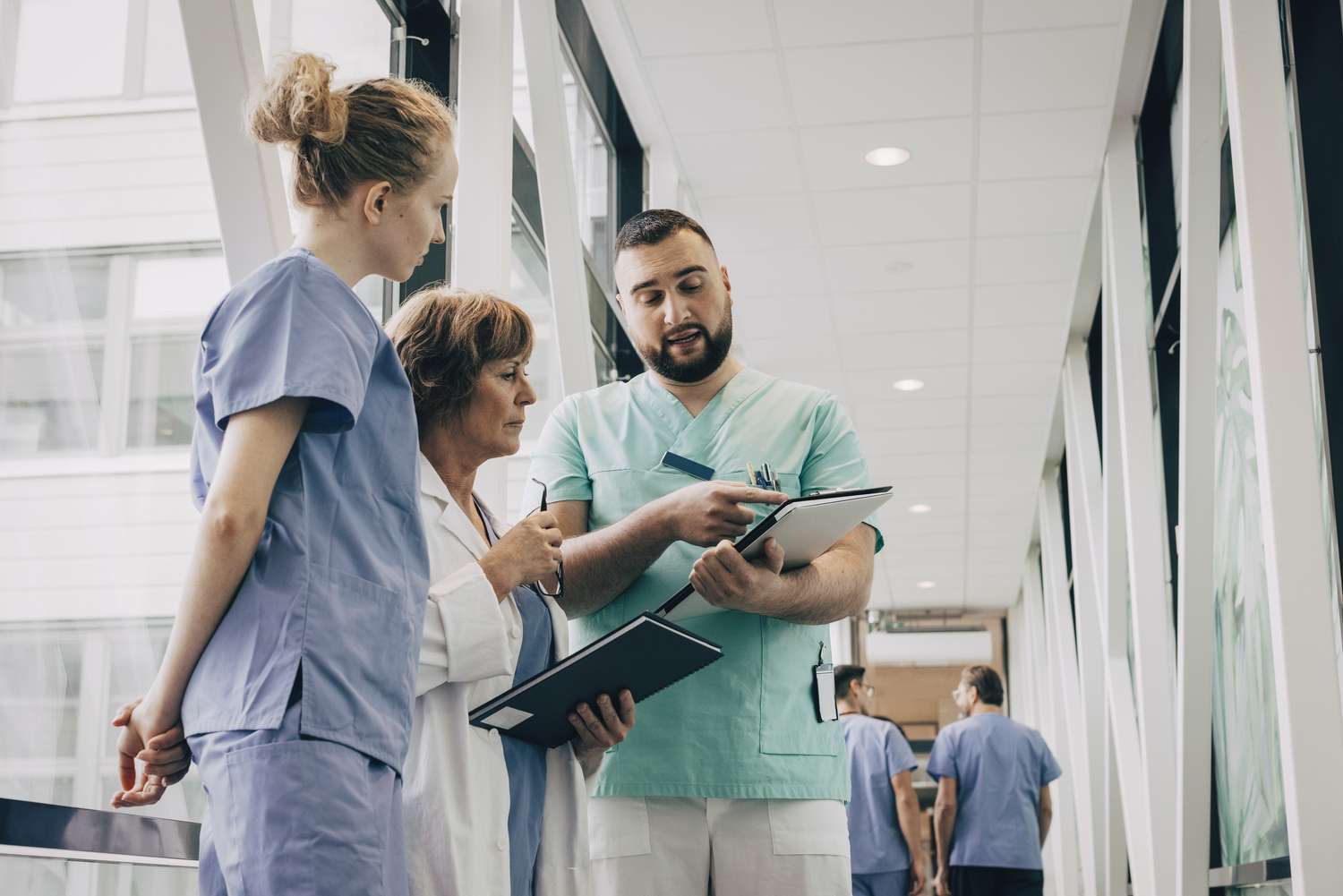 Healthcare workers in a hospital