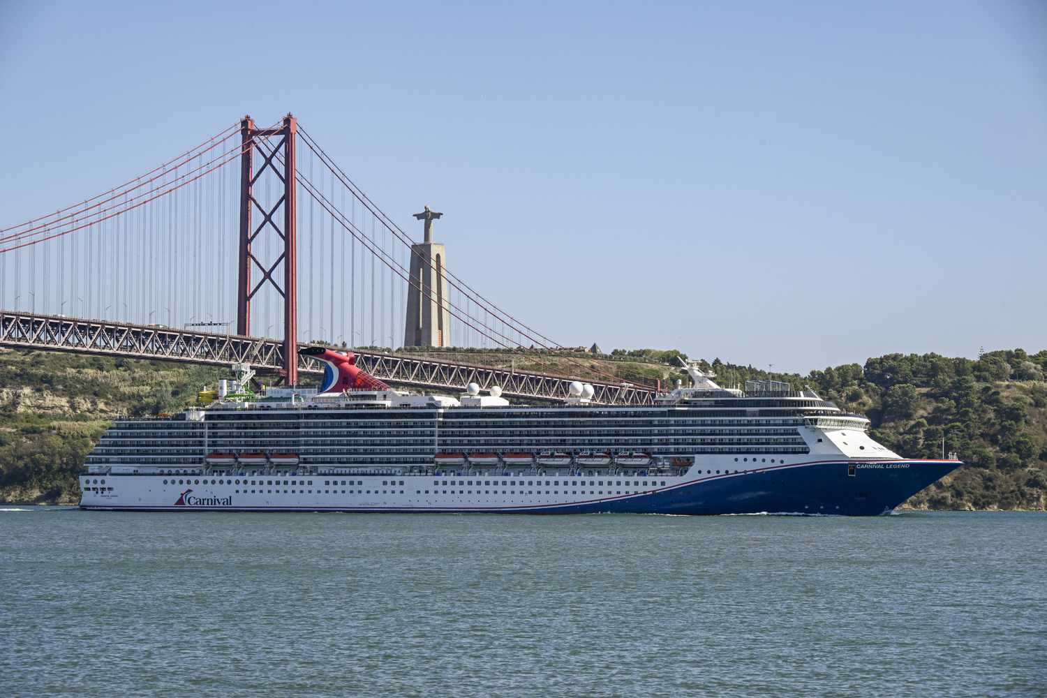 A Carnival cruise ship in Portugal in August. 