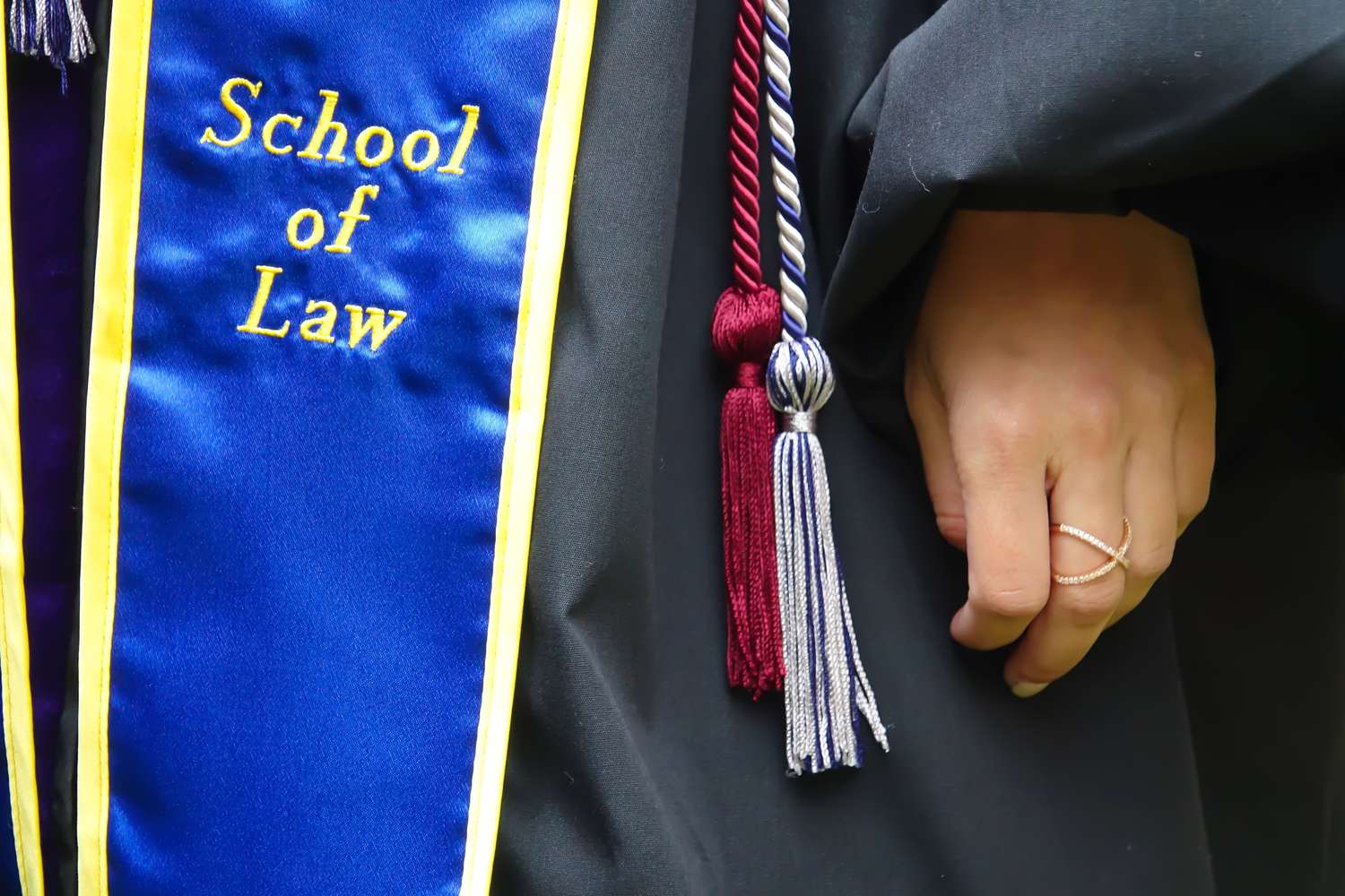 A sash for Commencement, indicating graduation from law school.