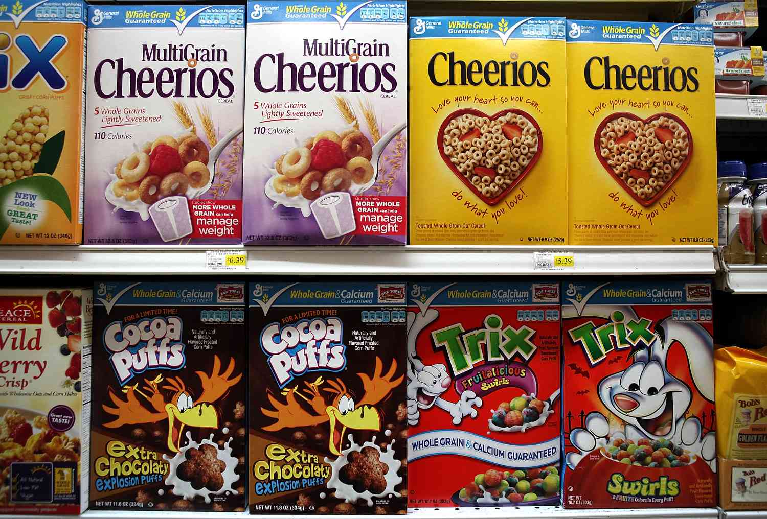 Boxes of General Mills Cereals