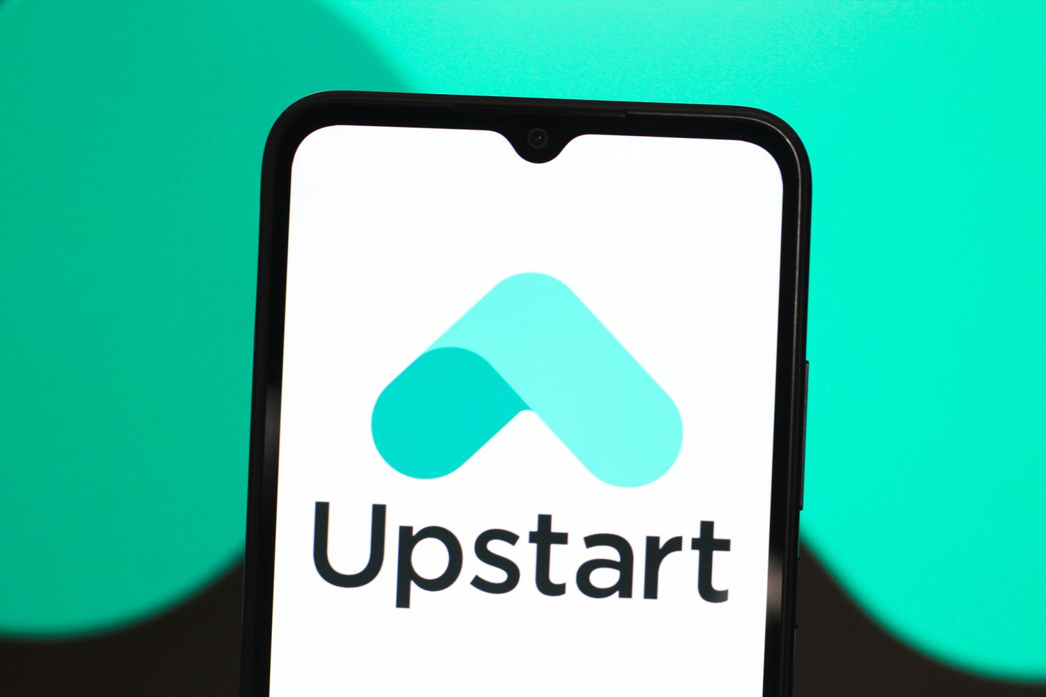 Upstart Holdings logo is seen displayed on a smartphone screen
