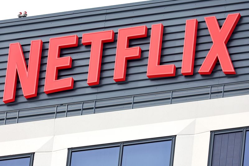 The Netflix logo is displayed at Netflix offices on January 24, 2024 in Los Angeles, California.