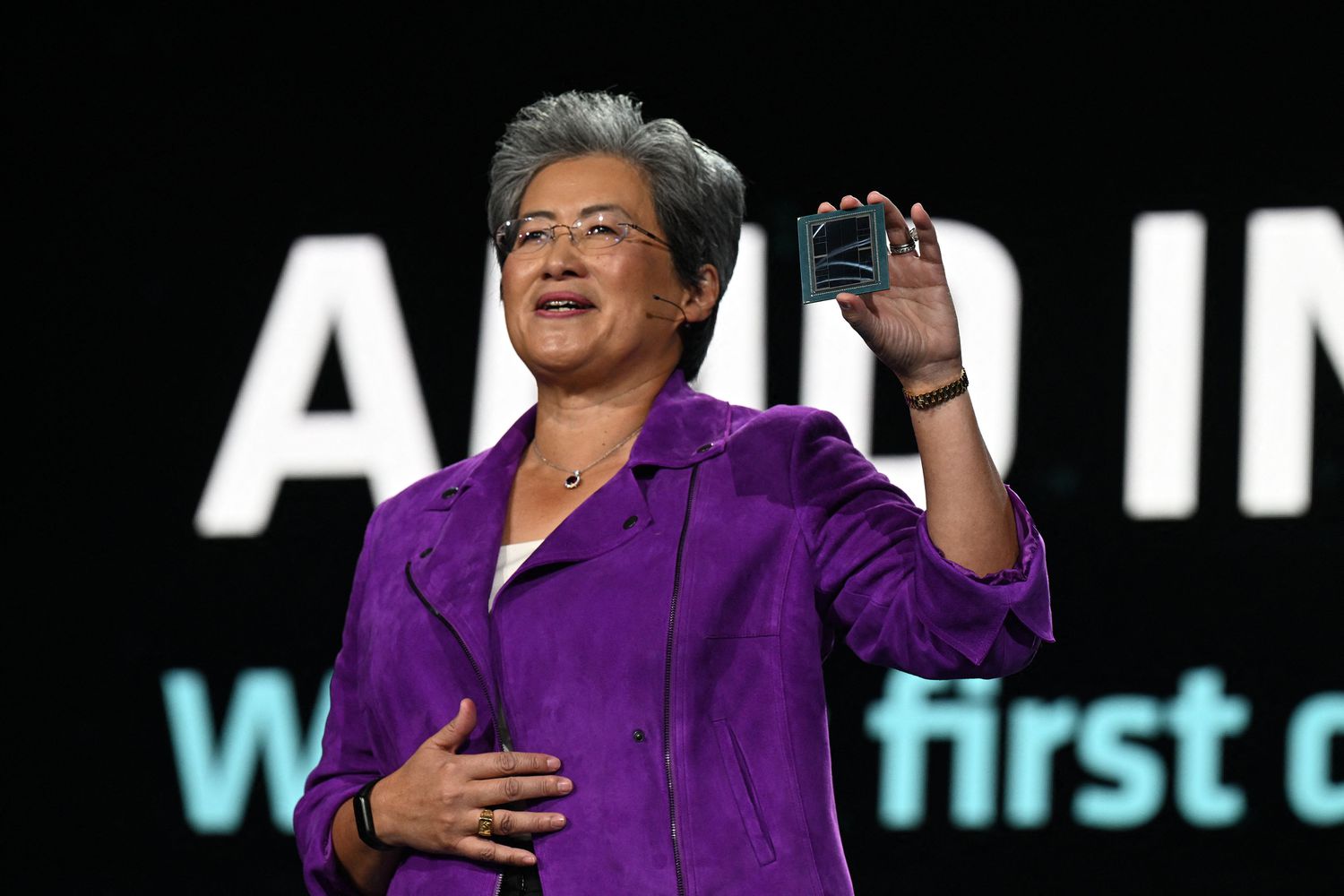 AMD CEO Lisa Su speaking at an event in Las Vegas in January.