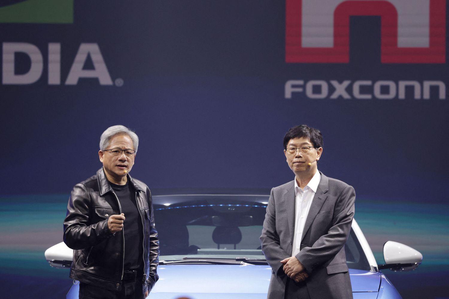 Chairman of Foxconn Technology Group Young Liu and Nvidia co-founder and CEO Jensen Huang