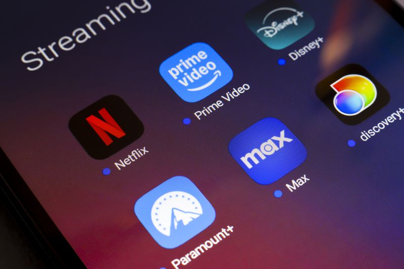 Streaming-service logos on a mobile device