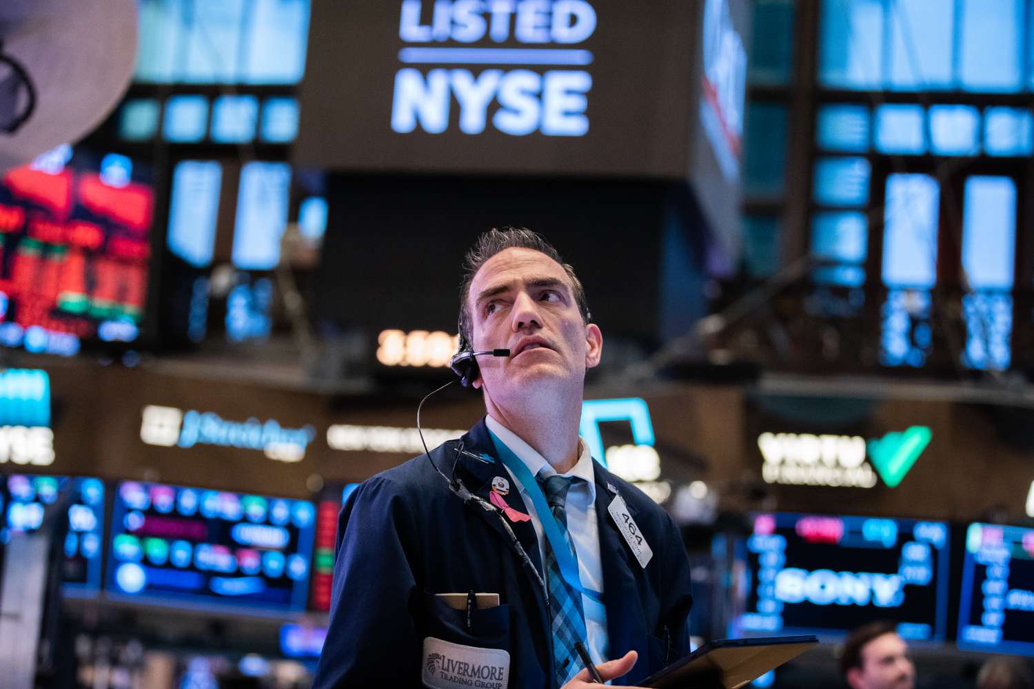 Trader on the floor of the New York Stock Exchange