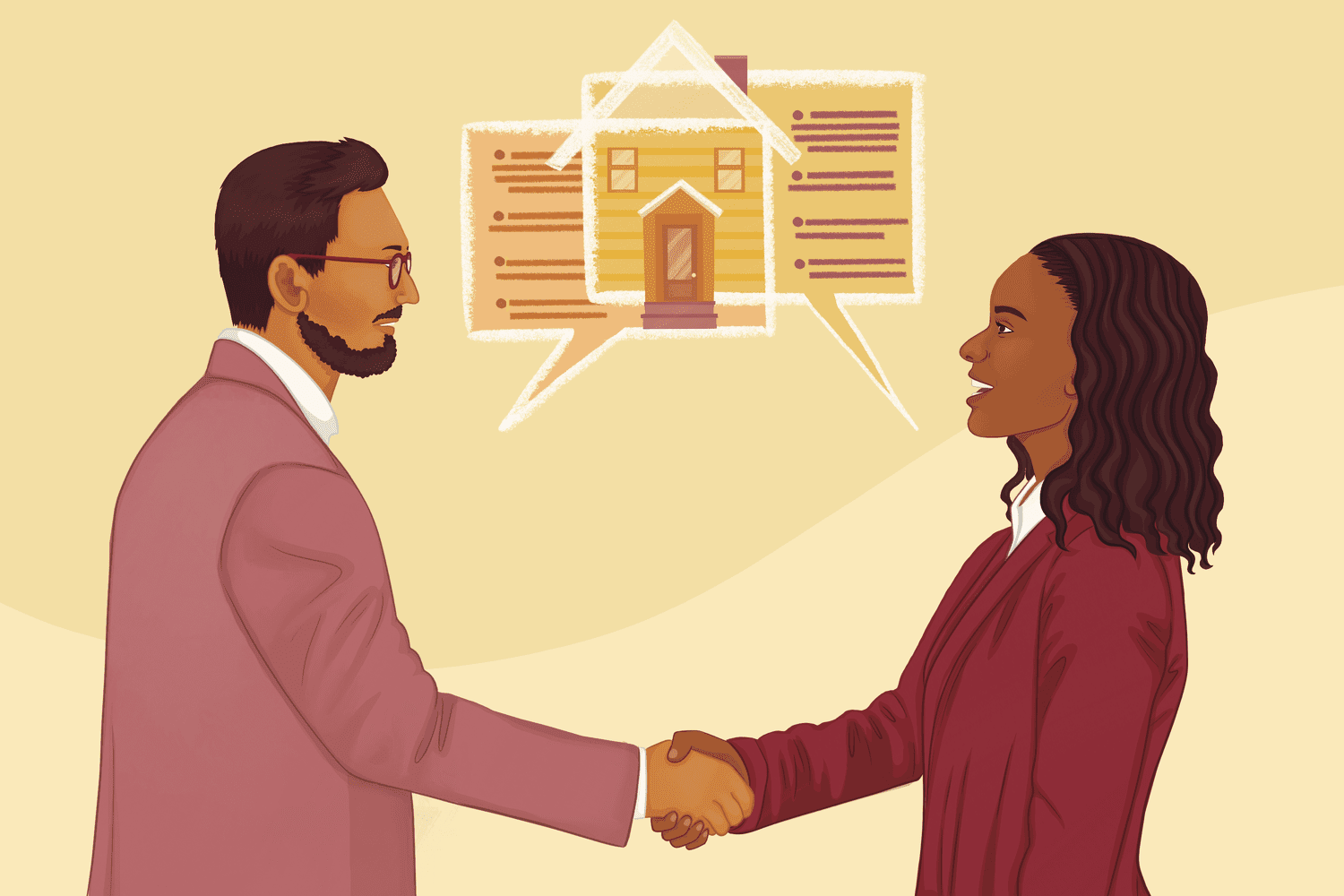 Two people shaking hands after negotiating closing costs.