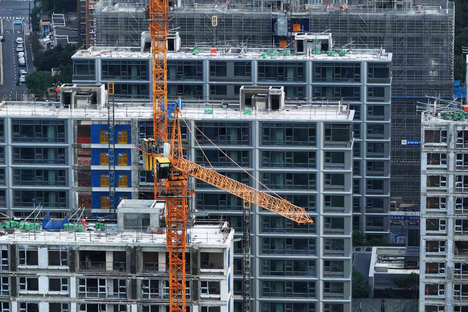 An aerial photo shows a newly built commercial housing complex in Nanjing, China,