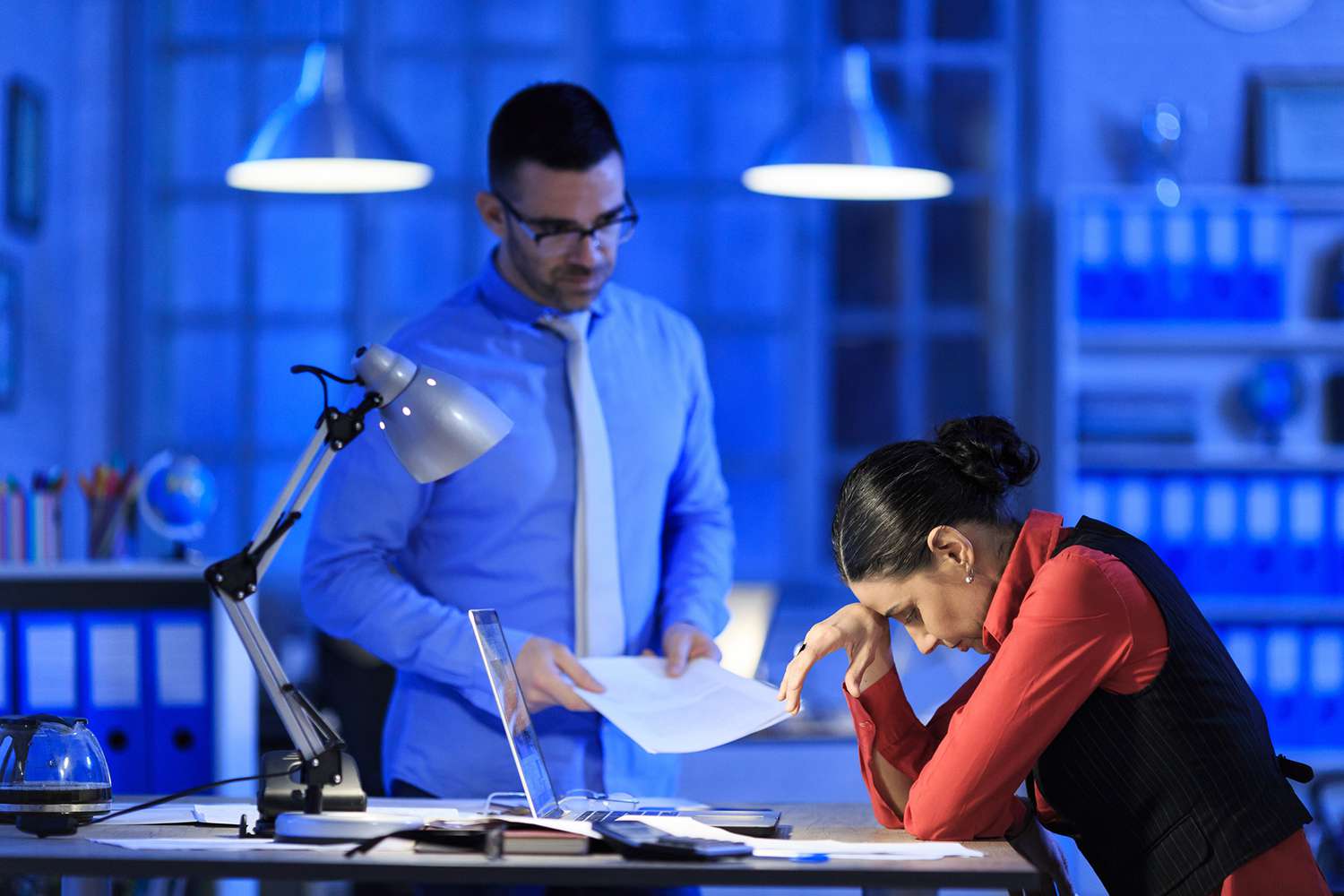 Boss Talking to Female Coworker