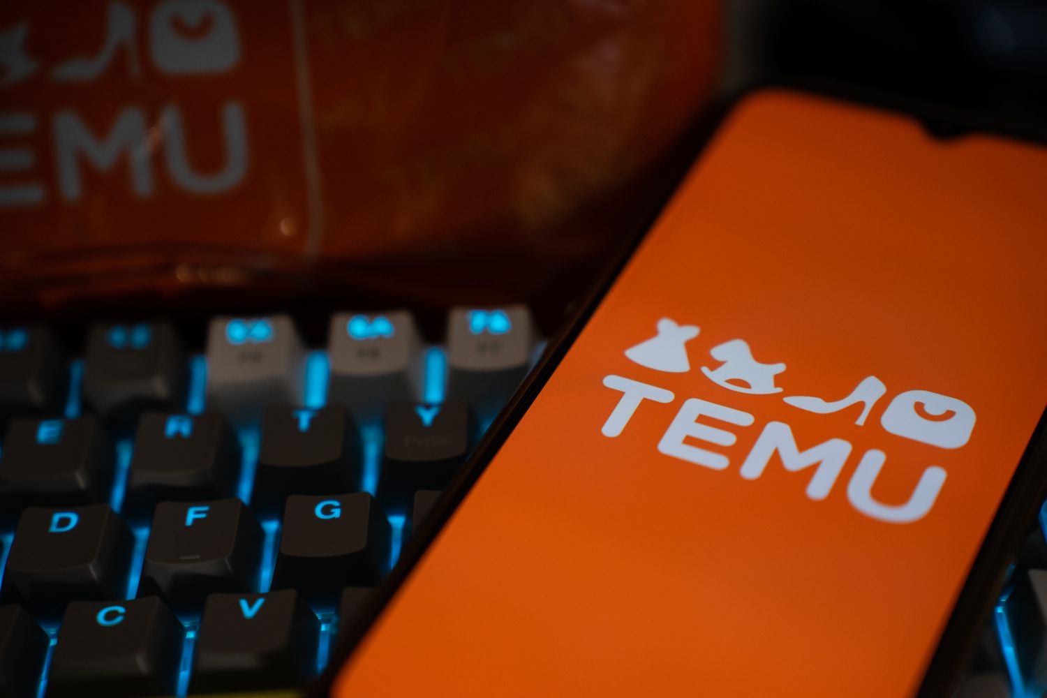 Temu logo on a mobile phone
