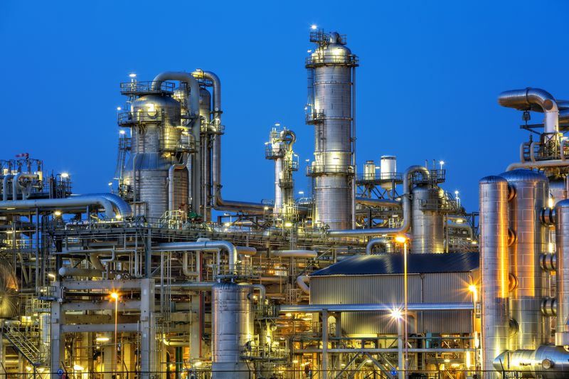 Petrochemical plant at twilight