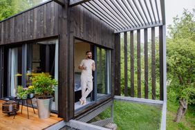 Man inside of tiny home
