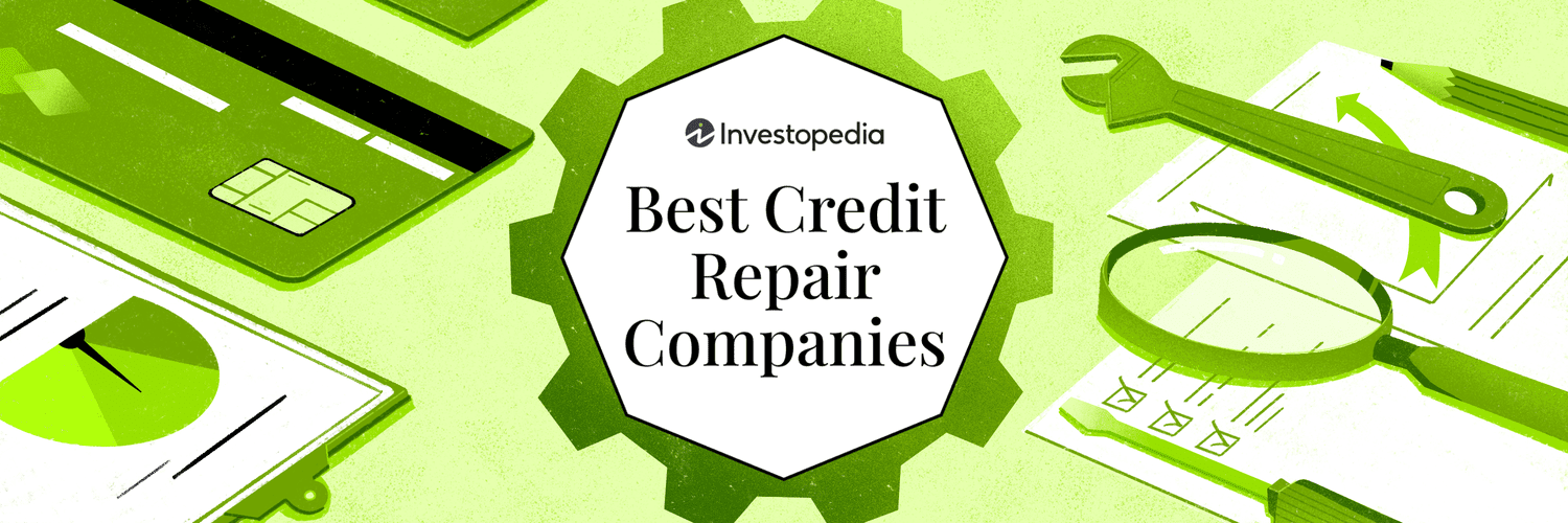 Investopedia's best credit repair companies custom illustration
