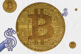 illustration of bitcoin and dollar signs