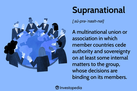 Supranational: A multinational union or association in which member countries cede authority and sovereignty on at least some internal matters to the group, whose decisions are binding on its members.