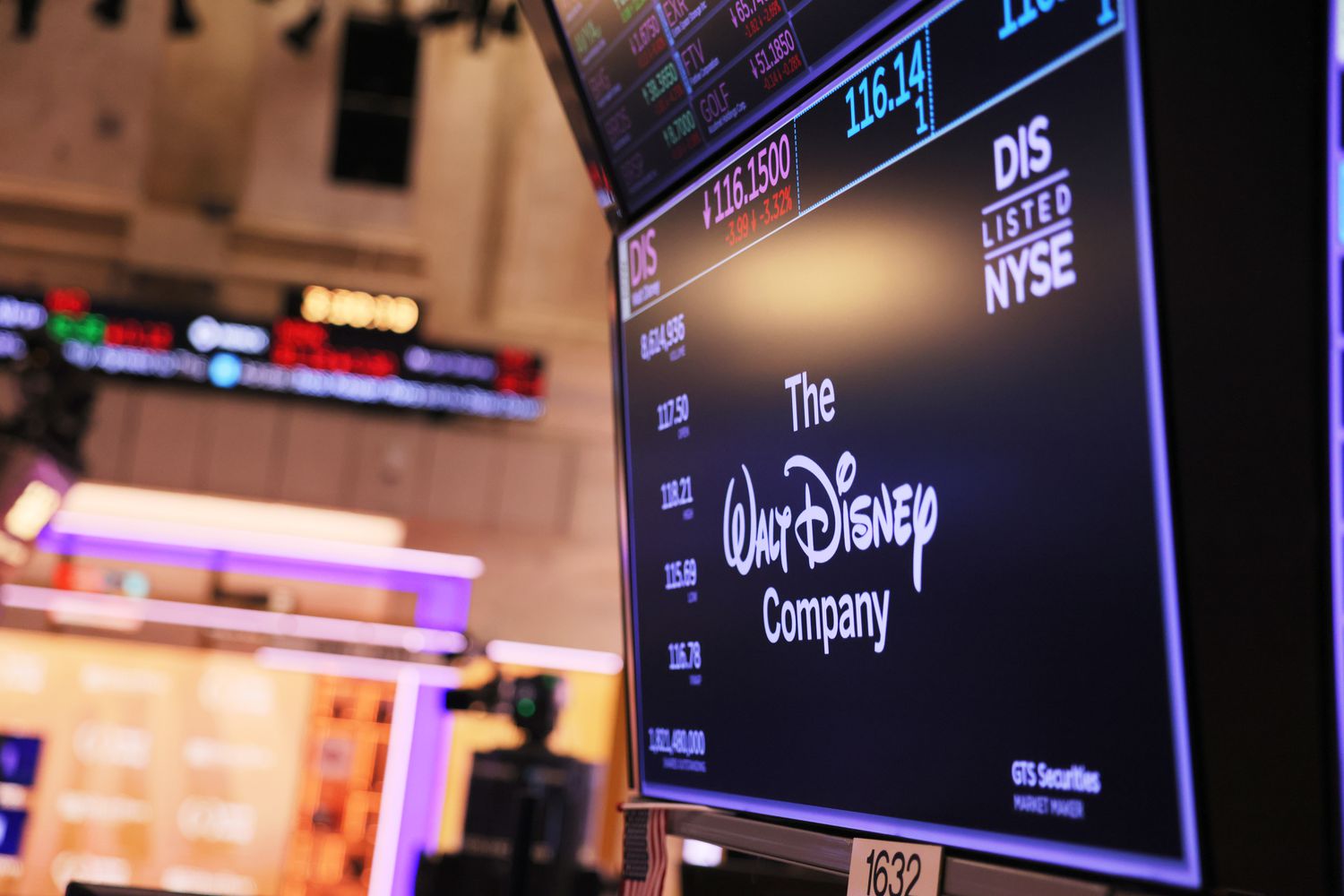 Disney listing on a stock terminal