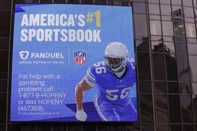 A FanDuel gambling advertisement on the exterior of a building on September 18, 2024 in New York City