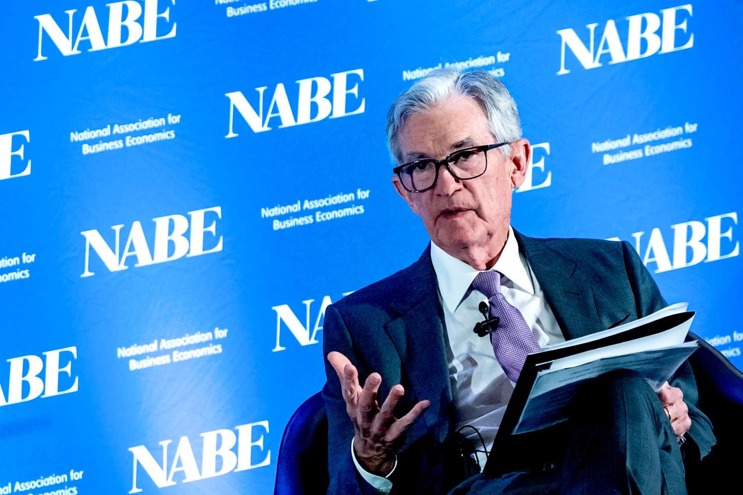 Jerome Powell, chairman of the US Federal Reserve, during the National Association of Business Economics (NABE) annual meeting in Nashville, Tennessee, US, on Monday, Sept. 30, 2024.