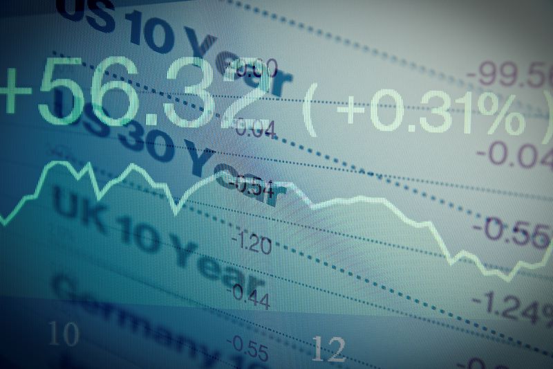 A macro photo of trading terminal on PC monitor.