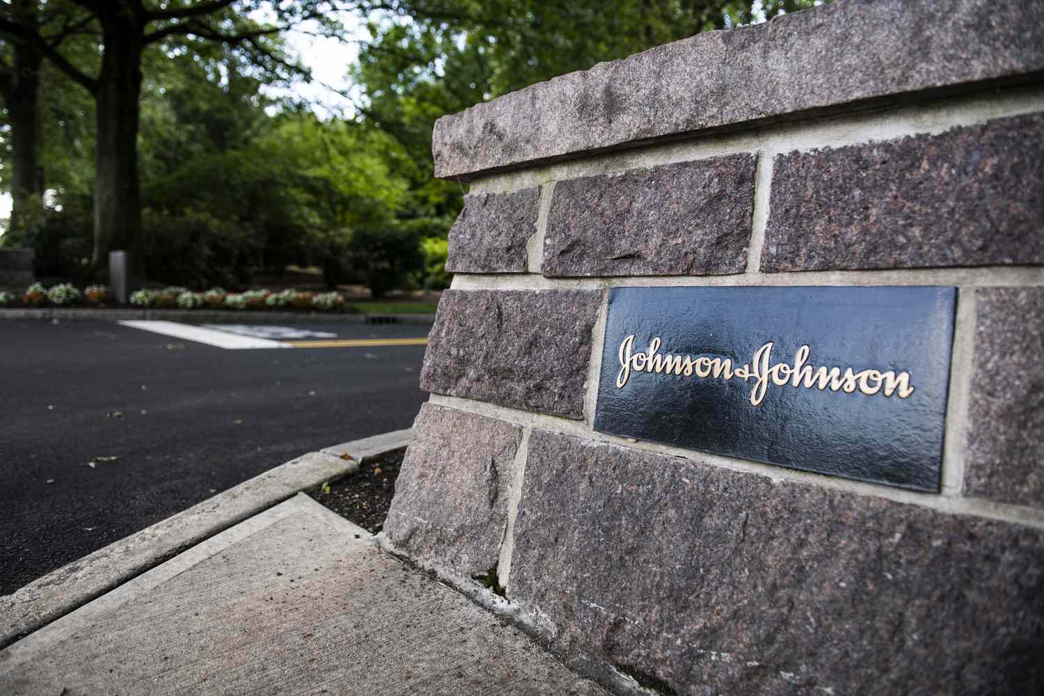 A sign at the entrance to Johnson & Johnson headquarters in New Brunswick, New Jersey