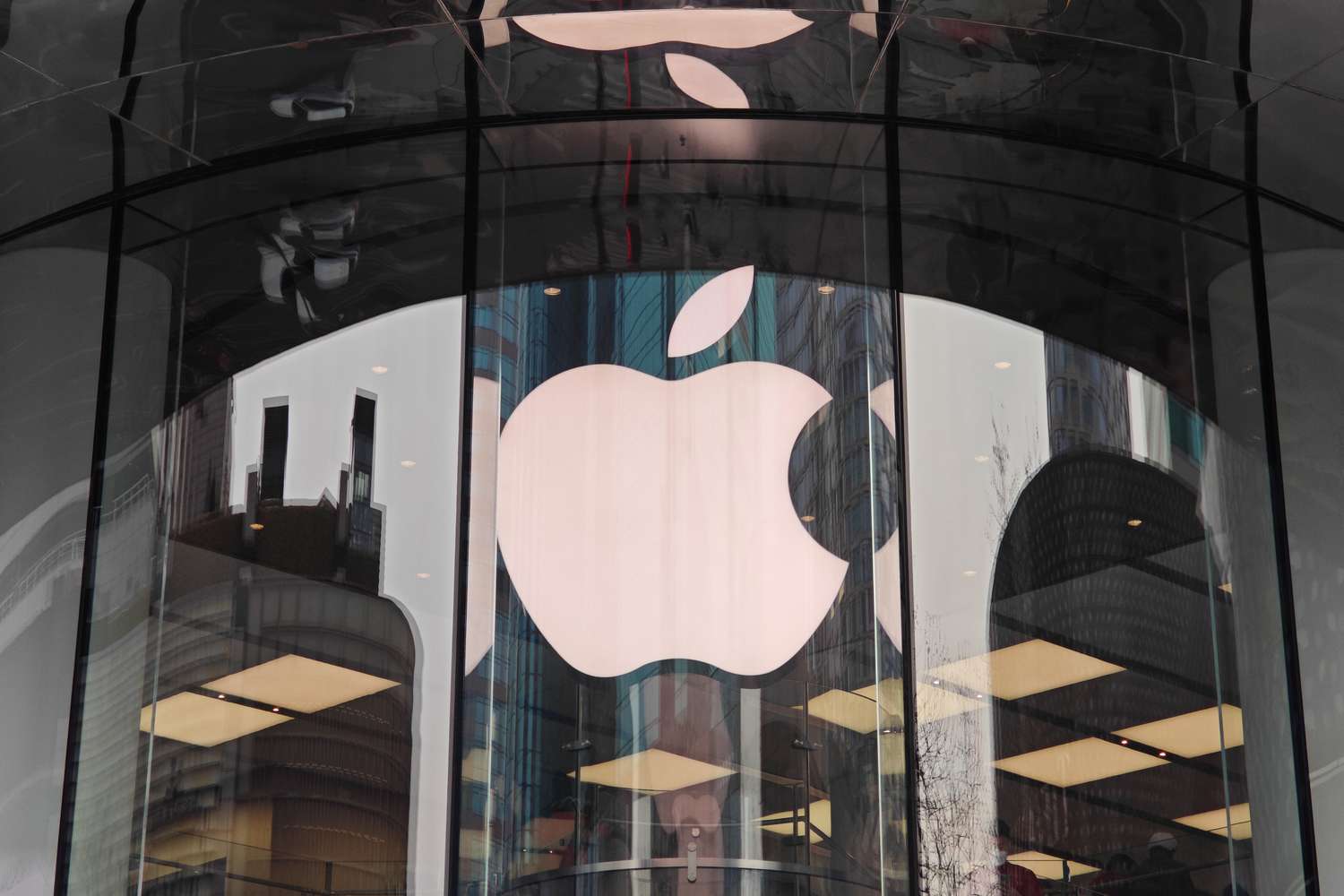 An Apple logo displayed at a store.