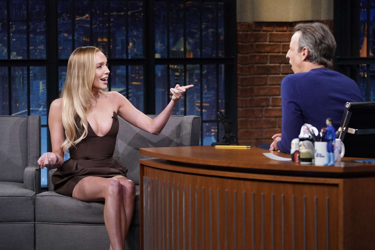 Podcaster Alex Cooper during an interview with host Seth Meyers on July 8, 2024