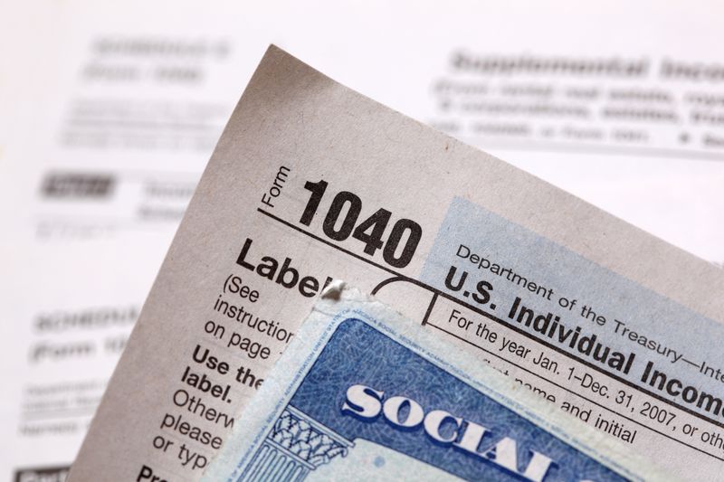 A shot of social security card and tax form.
