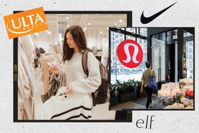 photo illustration of teen shopping and brand logos of nike, ulta, lululemon and e.l.f