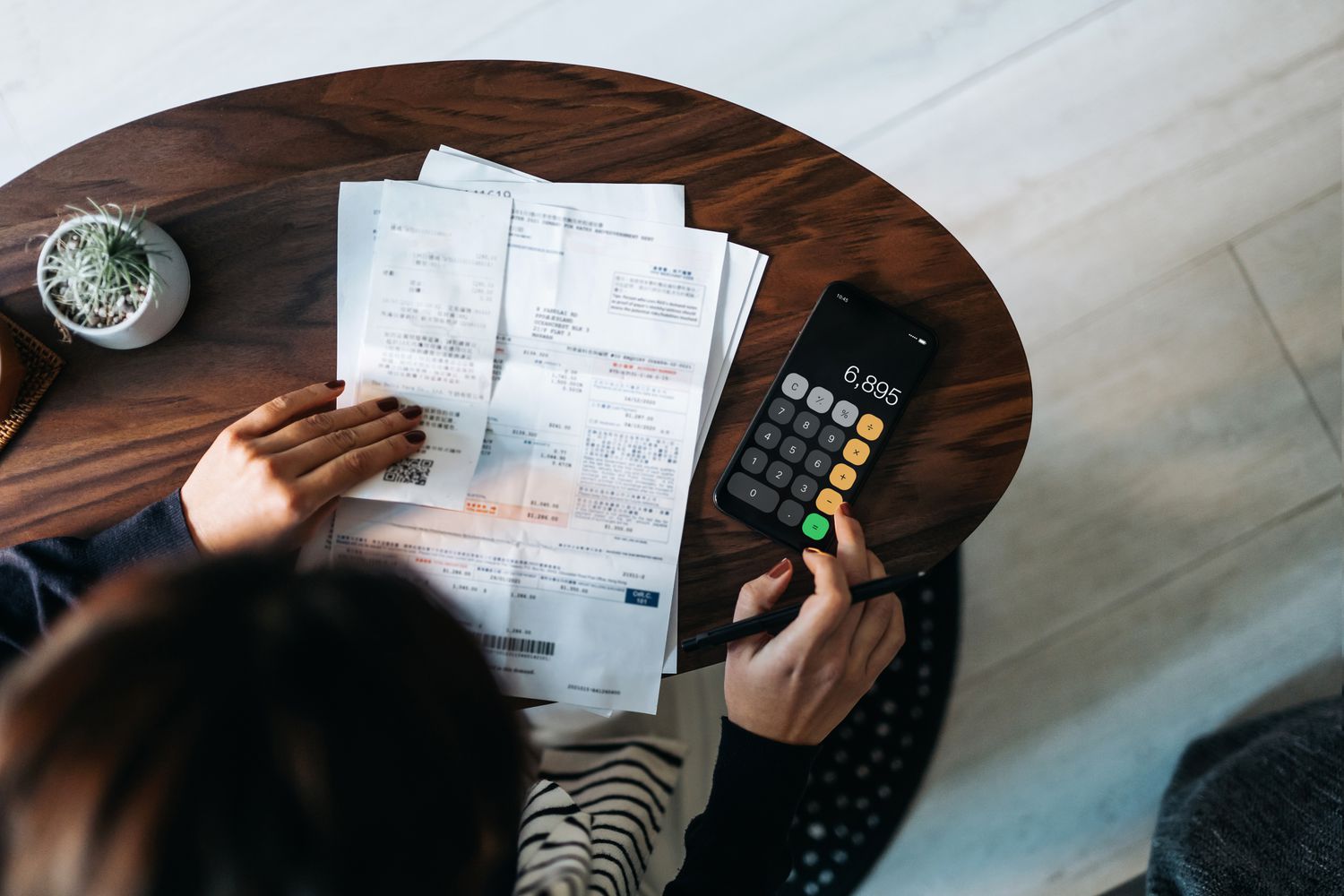 A woman managing finances
