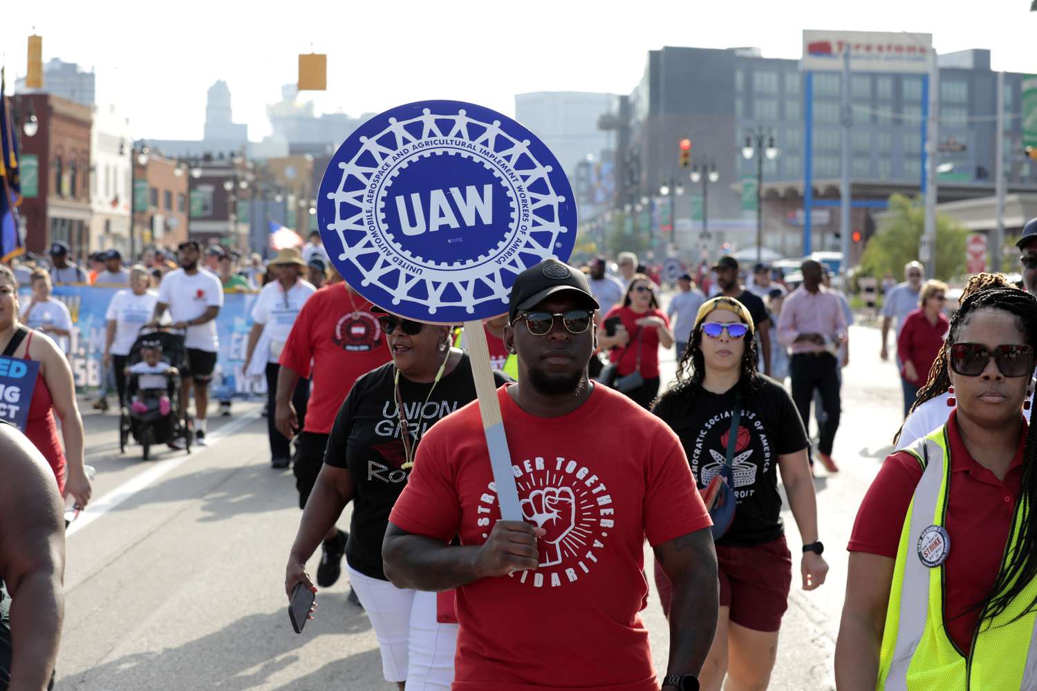 United Auto Workers (UAW) members and supporters march