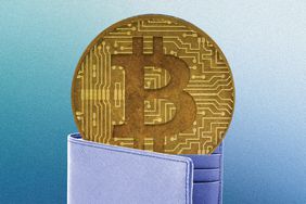 illustration of bitcoin in a wallet