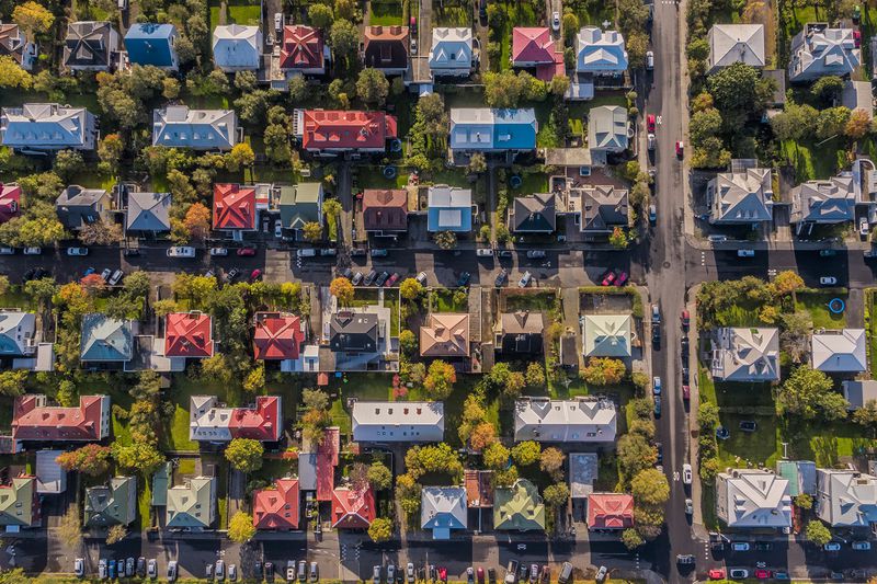 Aerial - Colorful Roof Tops, Reykjavik, Iceland