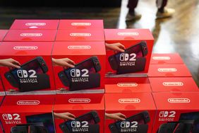 Nintendo Switch 2 game consoles at an electronics store in Valencia, Spain, early on June 5, 2025