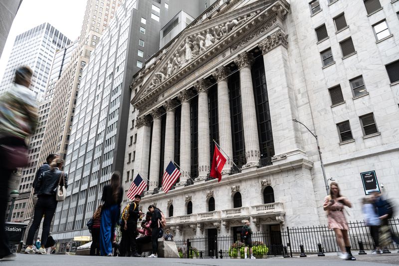 An exterior view of the New York Stock Exchange.
