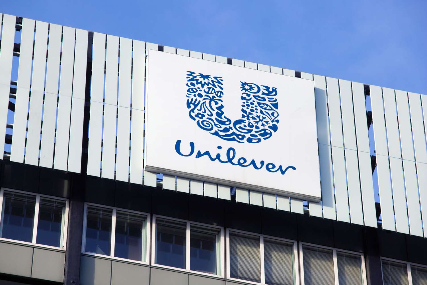 Unilever Sign on the Side of the Company's Headquarters in Rotterdam, Netherlands