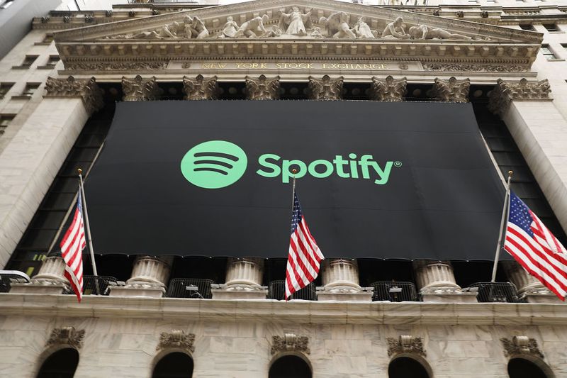 Music Streaming Service Spotify Goes Public On The New York Stock Exchange.