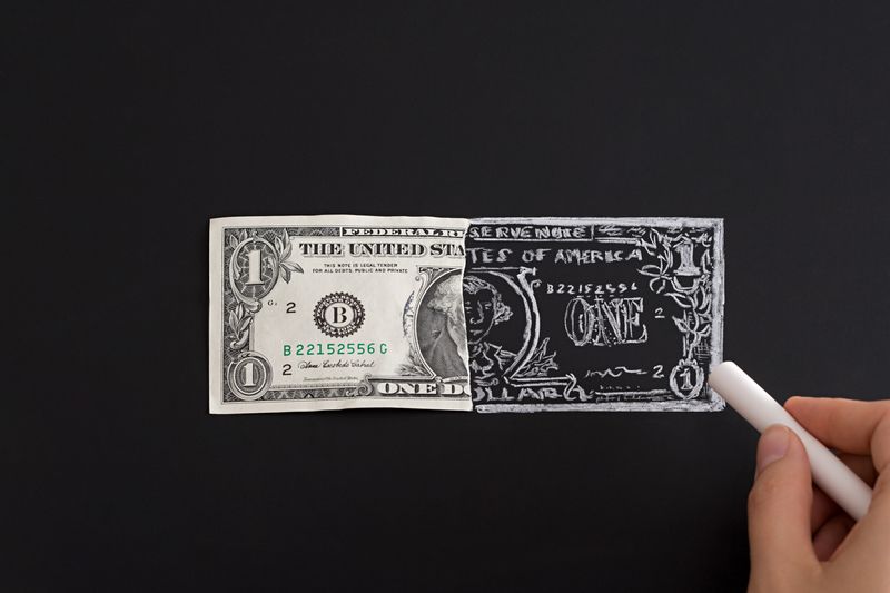 $1 bill with half looking fake