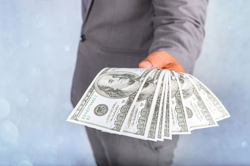 Businessmen Hand to Send Money, Bank Notes, Catch Money, Payment Concepts