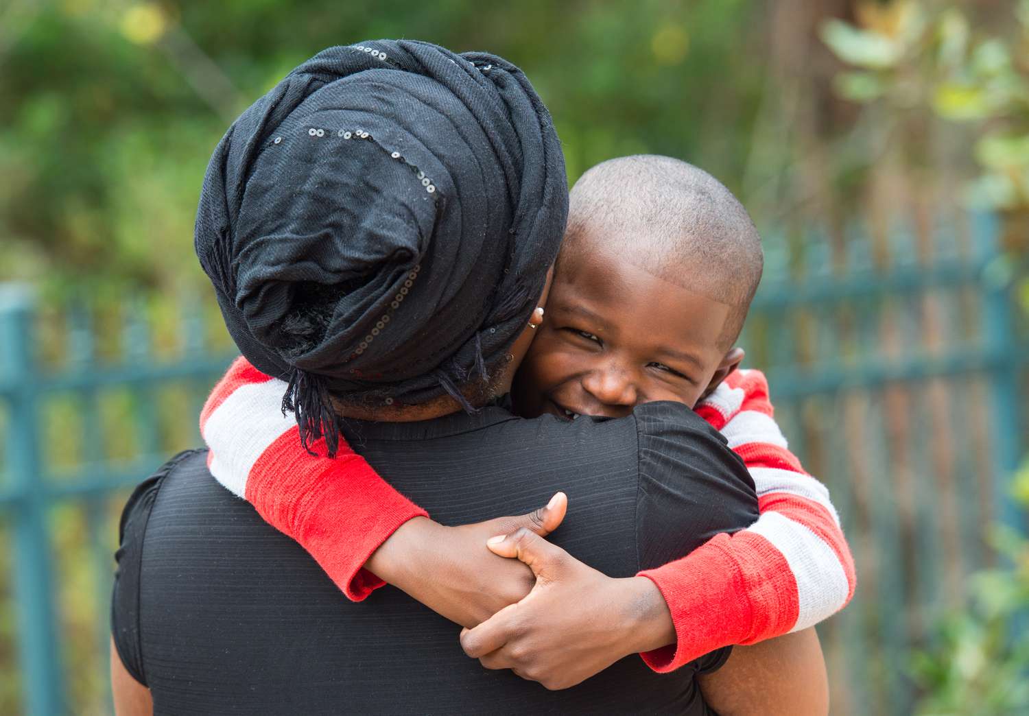 Mother holding son