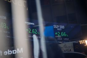 Stock market information at the Nasdaq MarketSite in New York.
