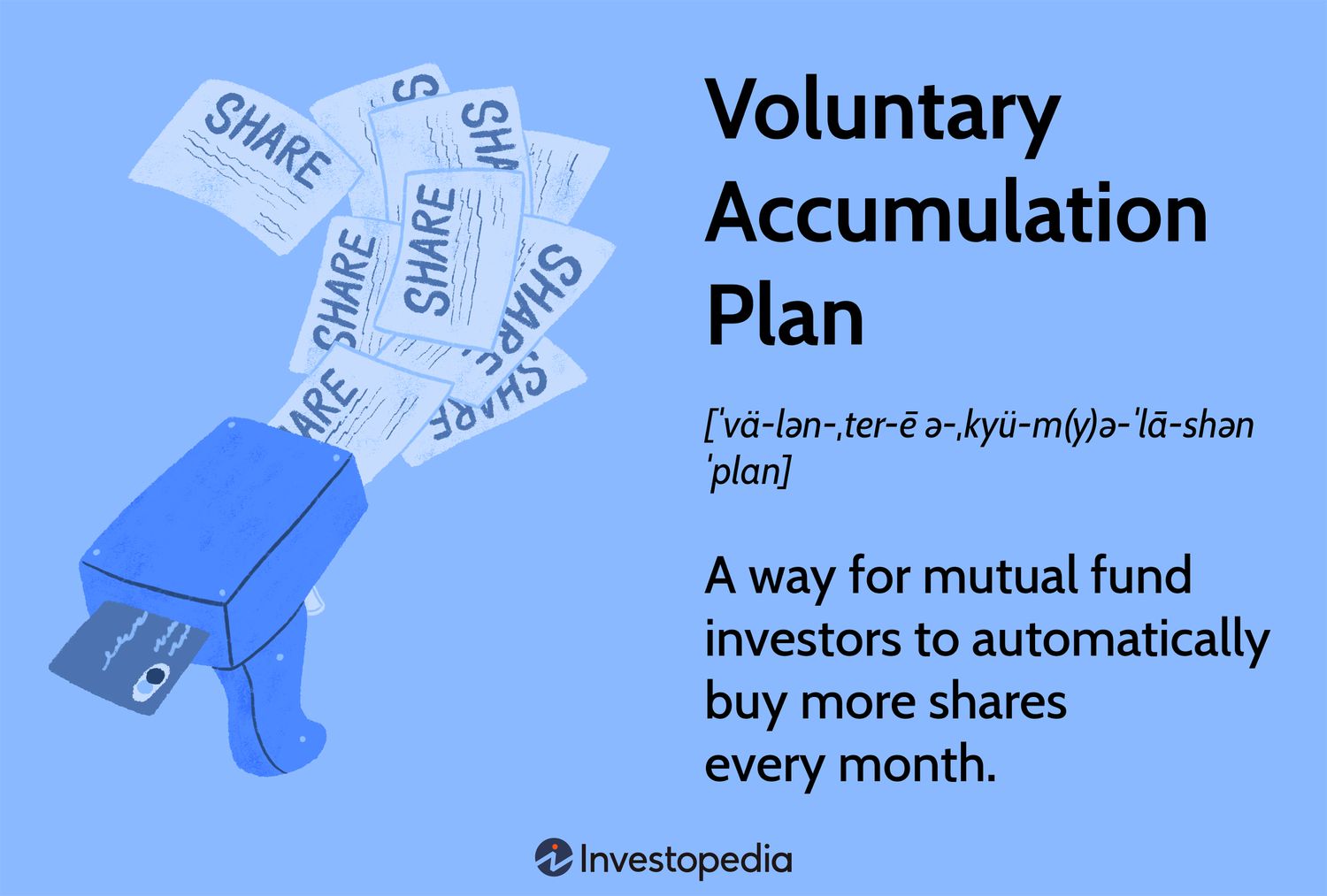 Voluntary Accumulation Plan: A way for mutual fund investors to automatically buy more shares every month.