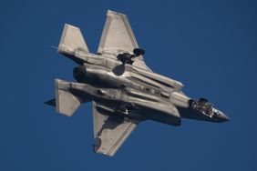 A U.S. Marine Lockheed Martin F-35 Lightning II (Joint Strike Fighter) is flown by Marine Fighter Attack Training Squadron 502 out of Marine Corps Air Station Miramar on December 5, 2024 in San Diego, Calif.